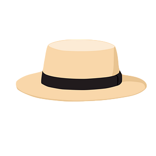 草帽春天配件卡通手绘高清矢量