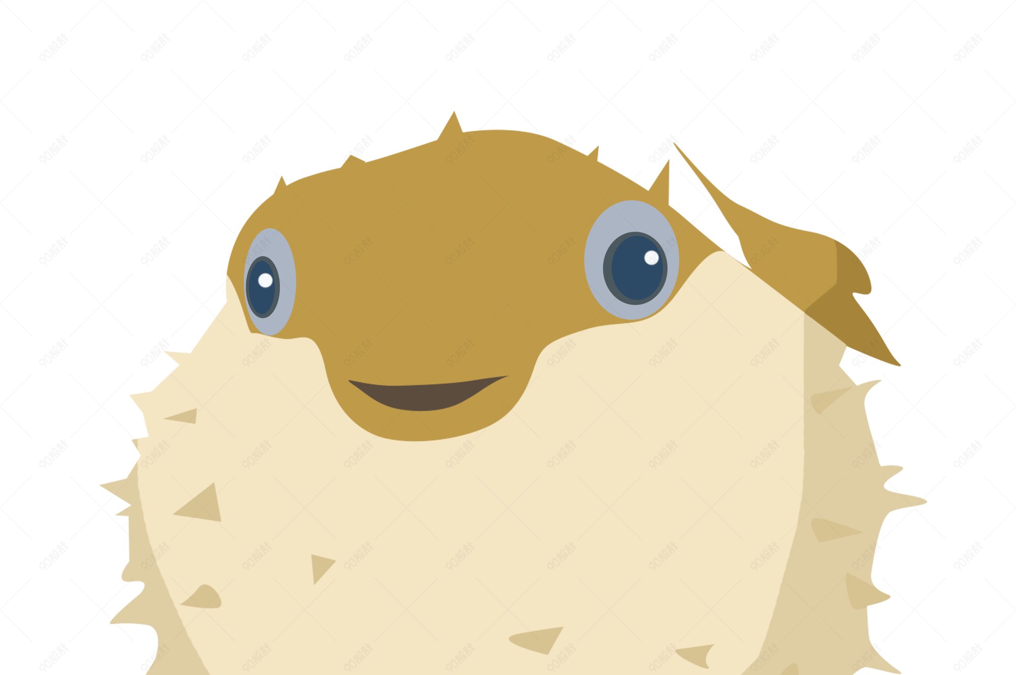 河豚海洋动物卡通手绘高清矢量