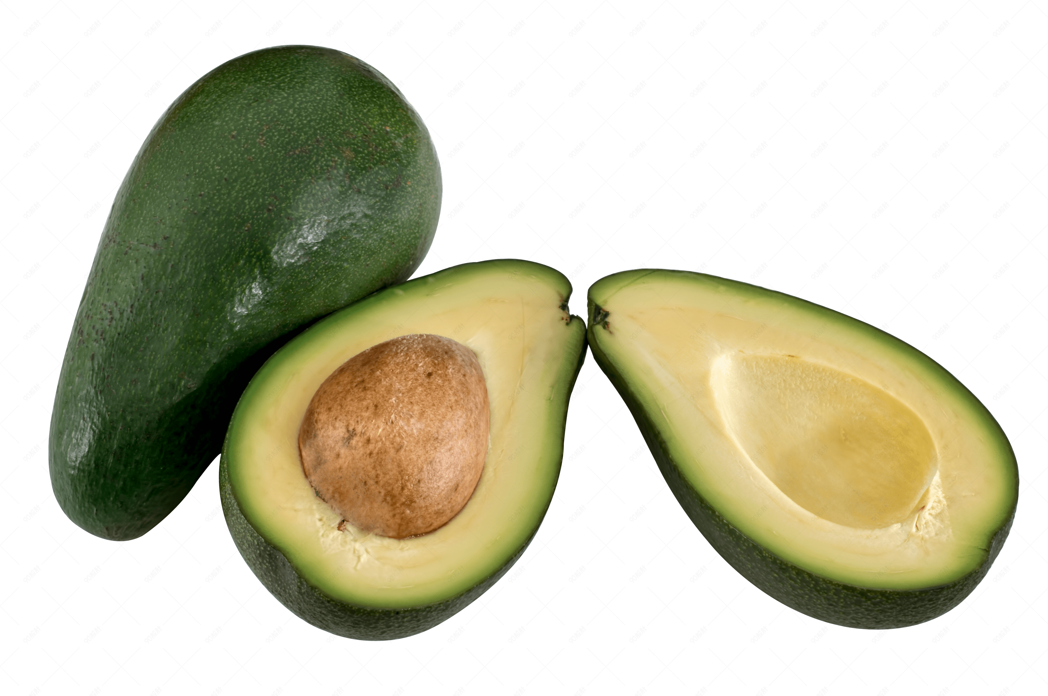 切开的青色牛油果种核