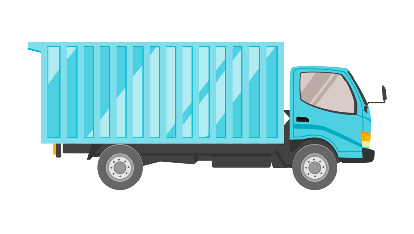 蓝色厢式货车平面效果图pngpsd2000*2000卡通汽车小货车免扣素材png