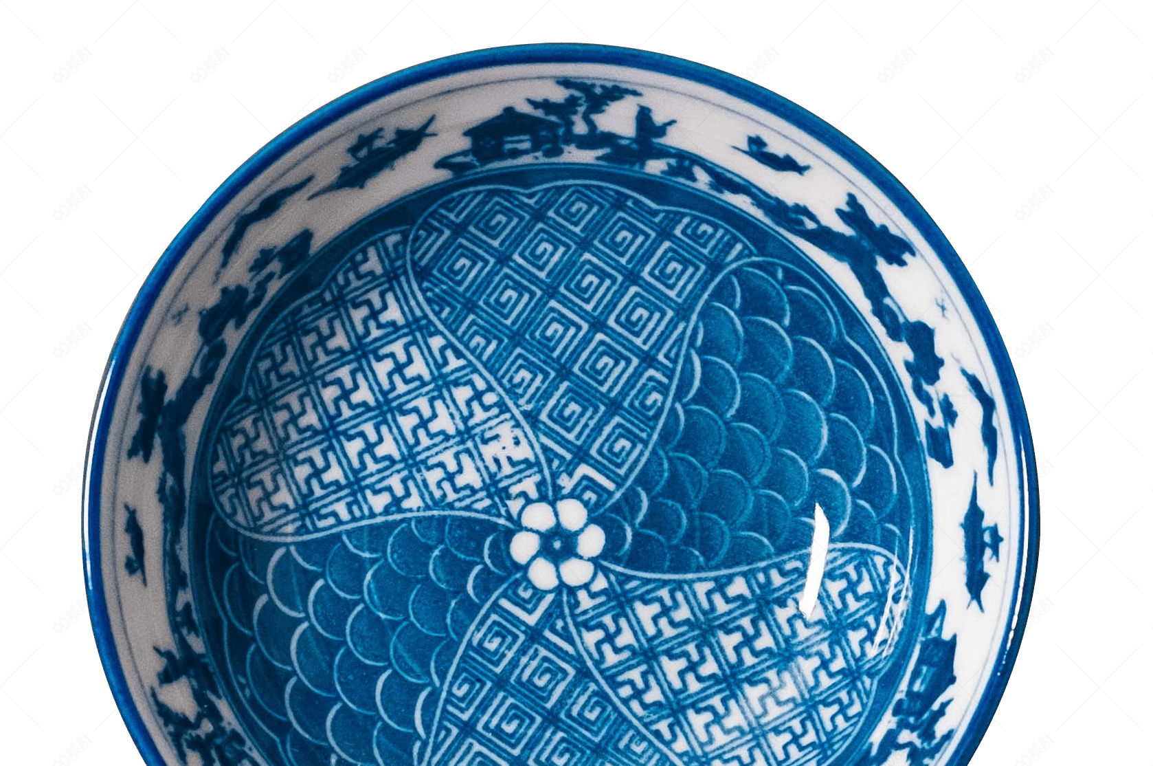 青色瓷器空盘子青花瓷 免抠元素png 90设计网