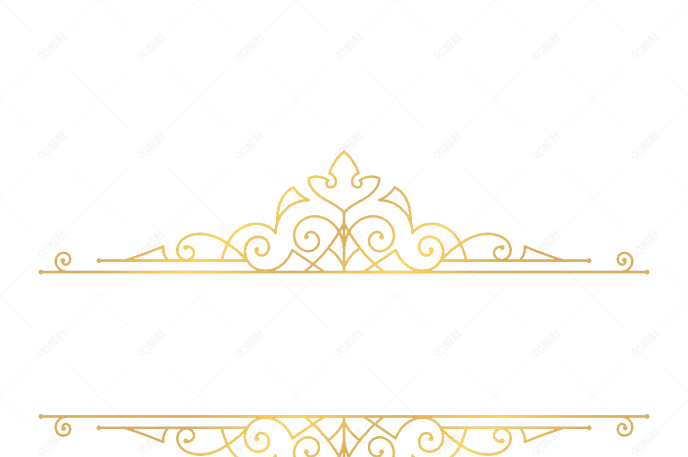 花边形金色图案页眉页脚素材