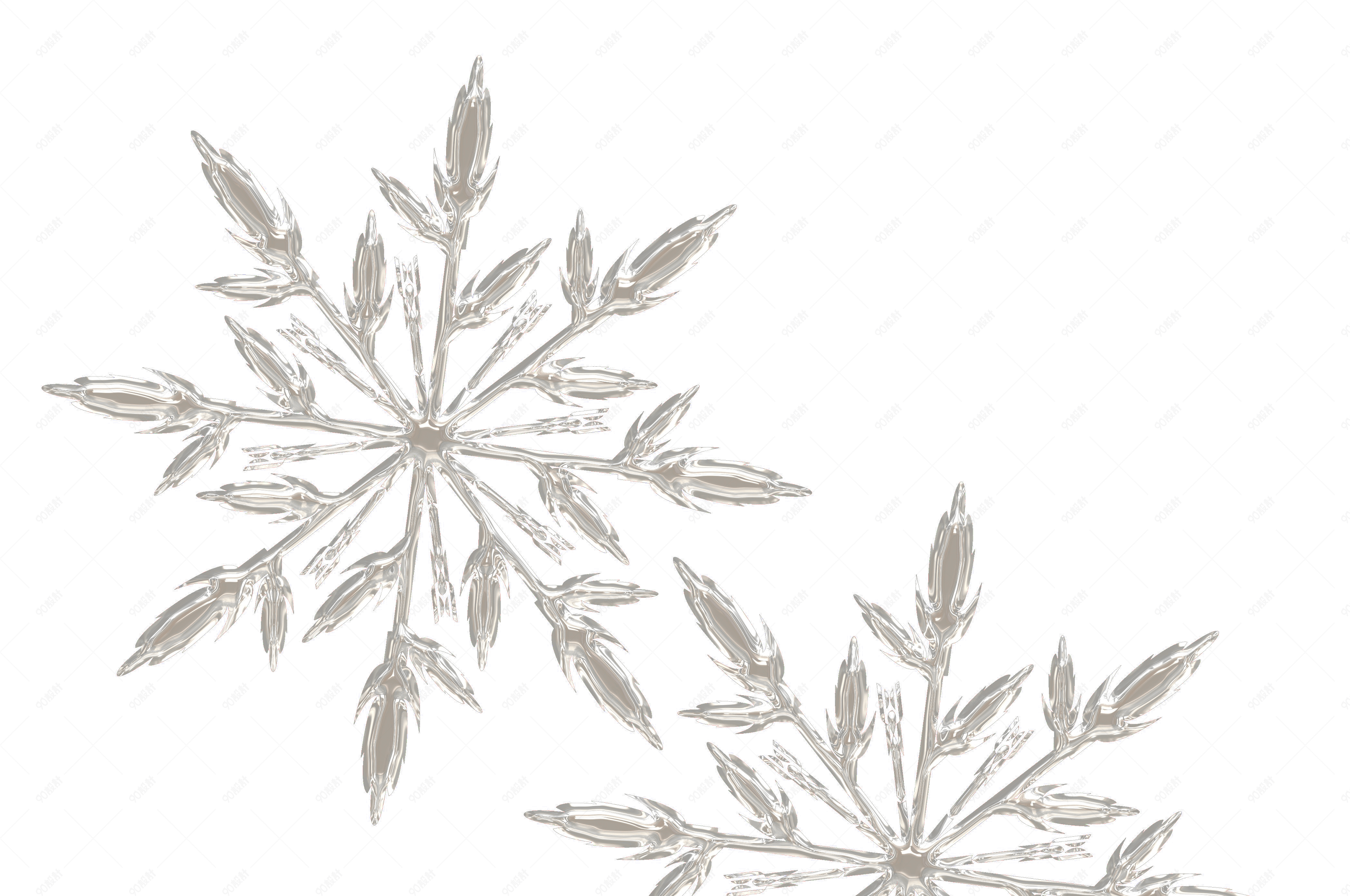 八角雪花透明冰晶体素材