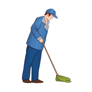 卡通劳动节扁平系职业人物之保洁