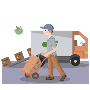 劳动节日系卡通手绘搬运工快递员png