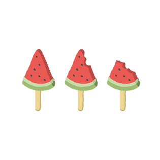 夏至日系卡通手绘西瓜冰棒png