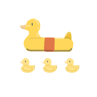 夏至日系卡通手绘大黄鸭游泳圈png