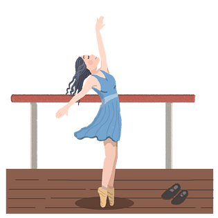 青年节日系卡通手绘跳舞女青年png