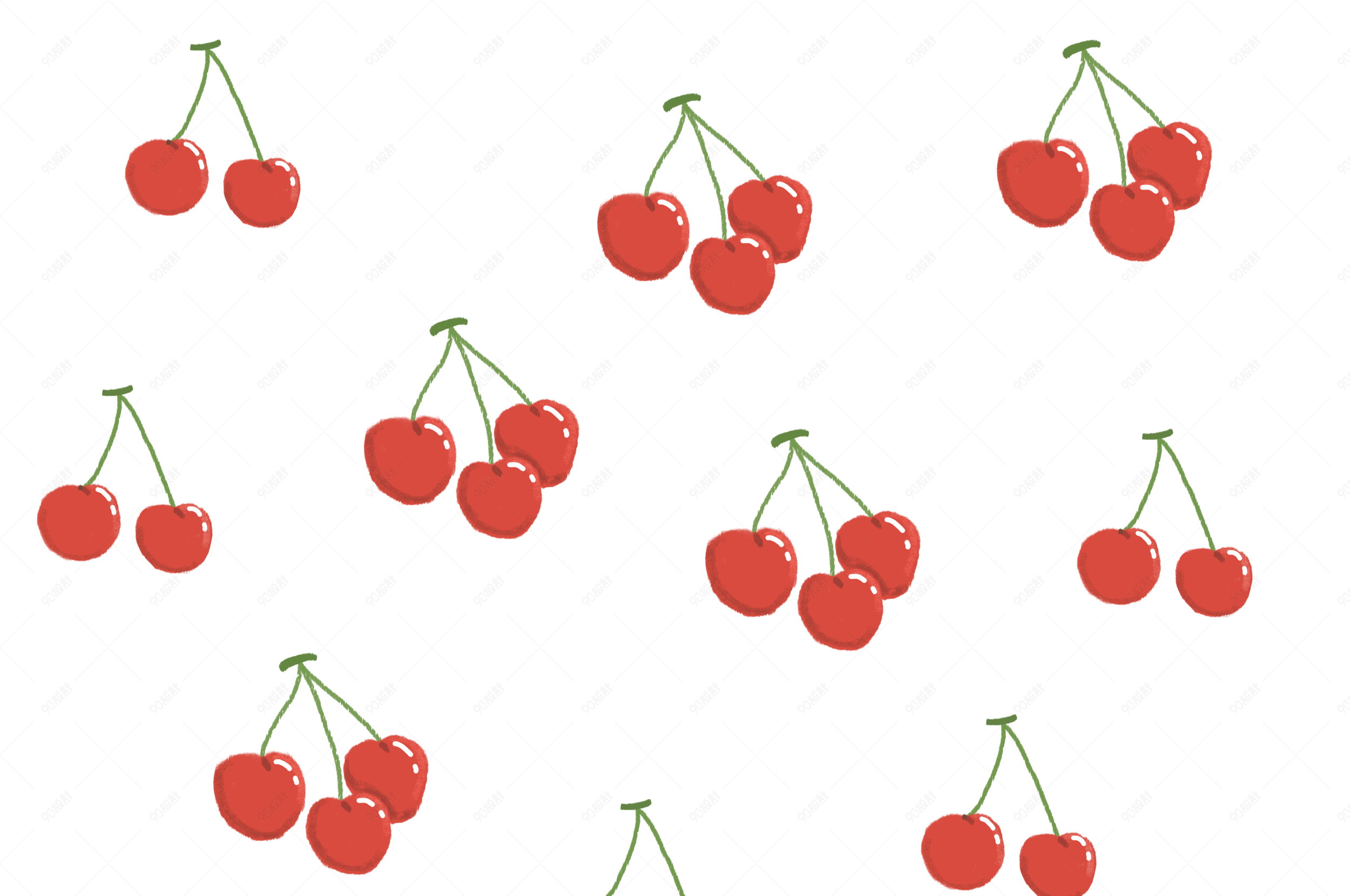 立夏日系手绘卡通夏日樱桃png