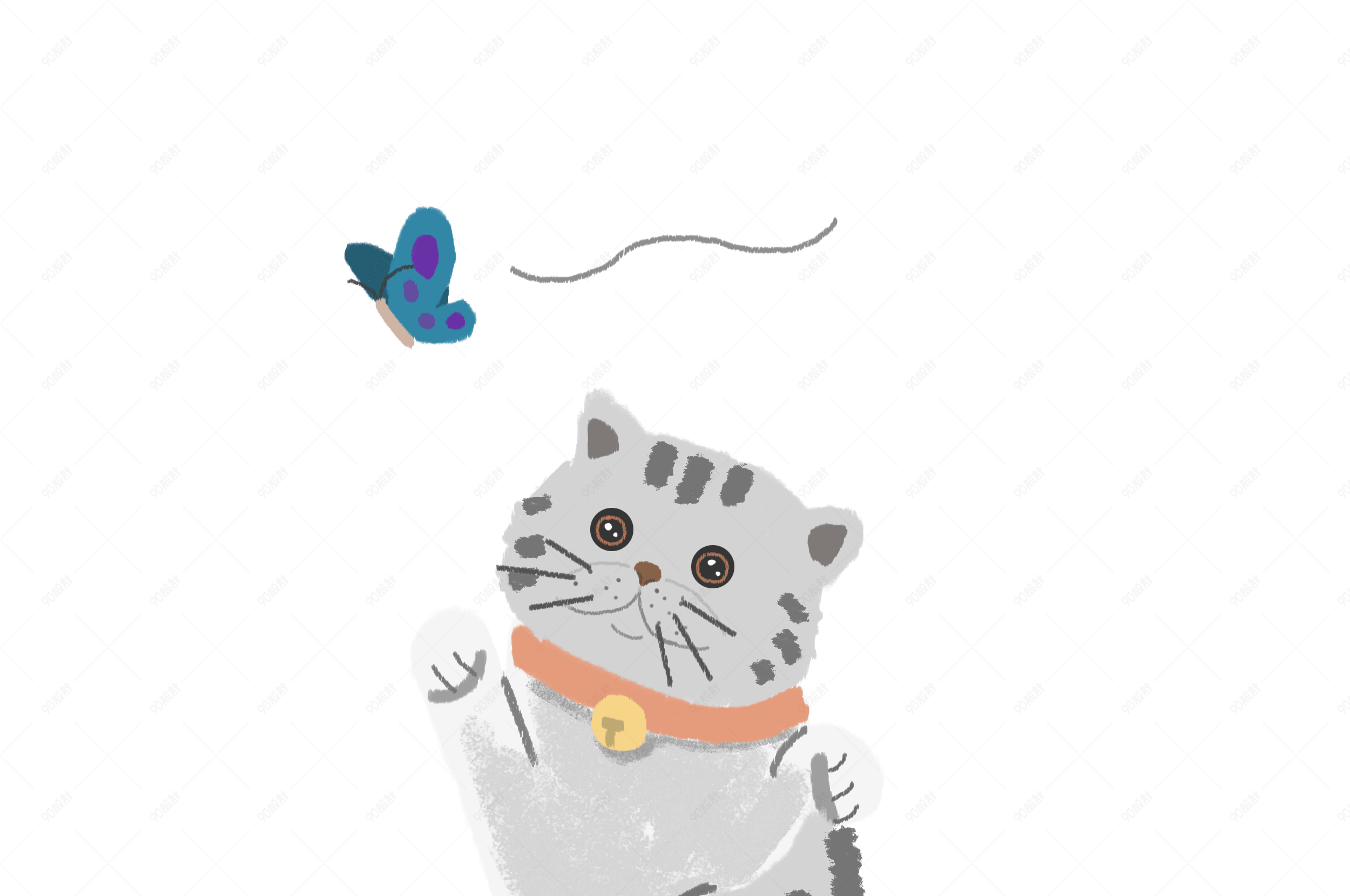 爱猫日日式手绘卡通可爱猫咪png