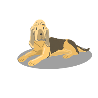 可爱狗狗日式手绘卡通寻血猎犬png