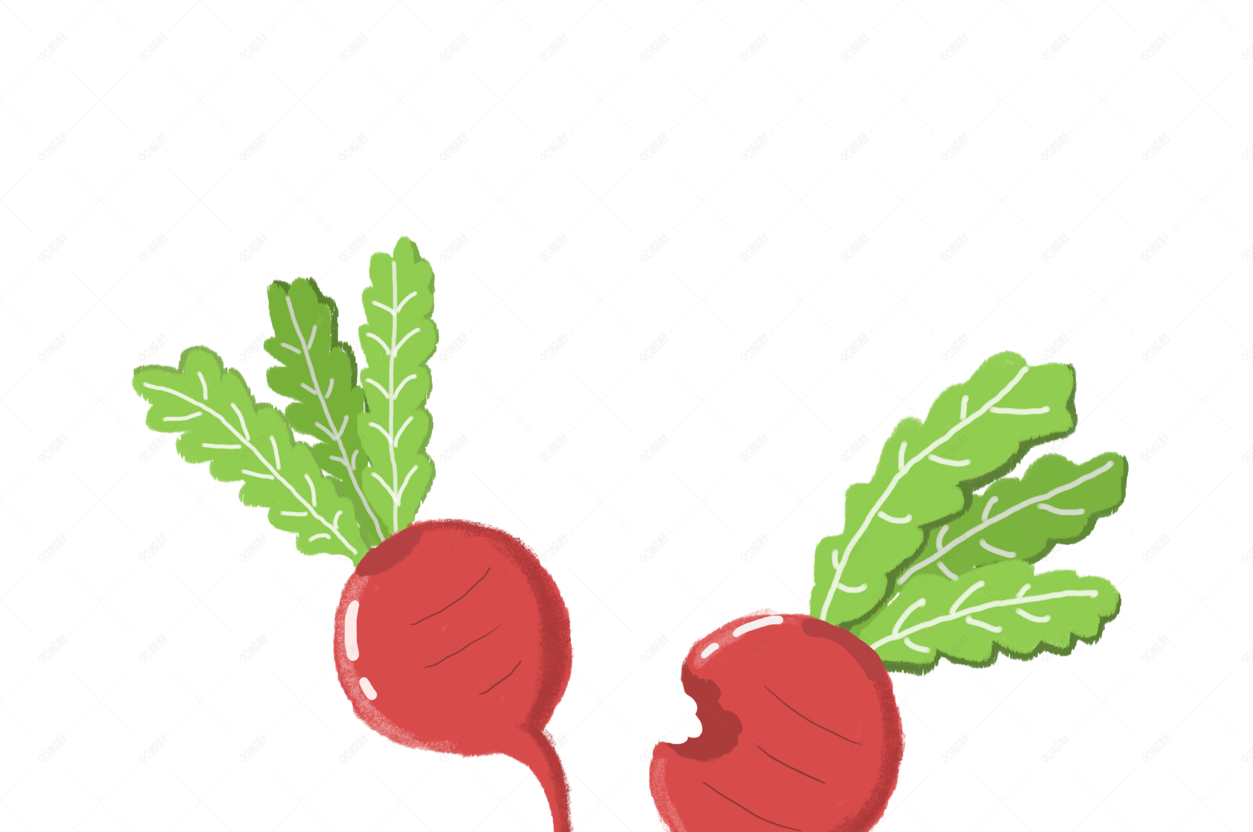 日式手绘卡通蔬菜红色可爱小萝卜png