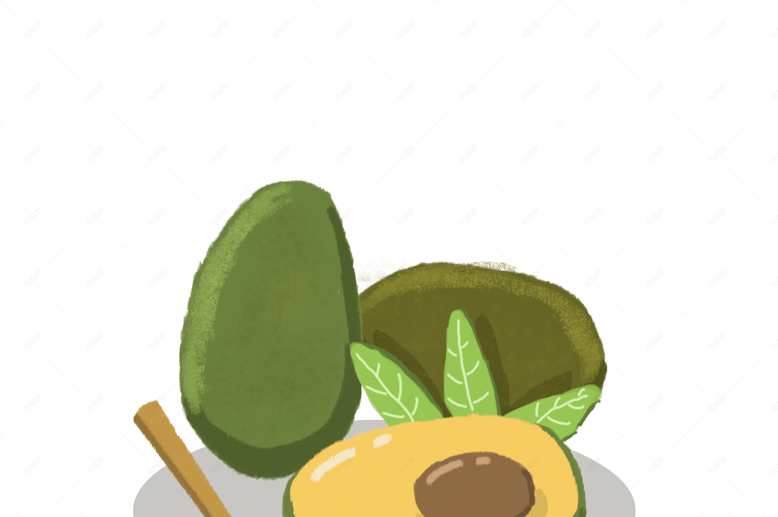 日式手绘卡通蔬菜健康牛油果png