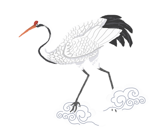国潮系列手绘中国风仙鹤祥云pngpngpsd2000*2000国潮系列手绘国风展翅