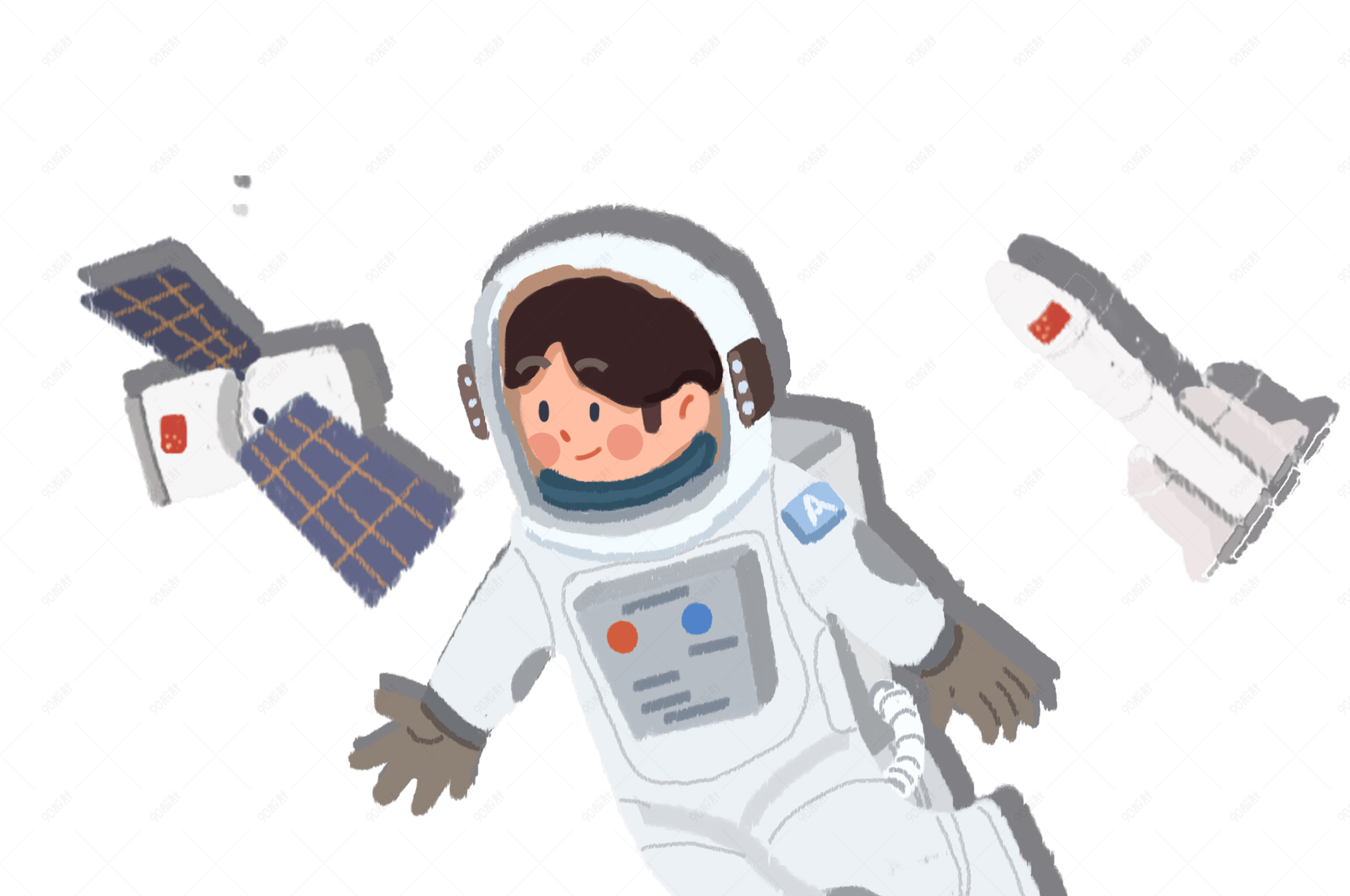 儿童节日式卡通手绘儿童节装扮宇航员png