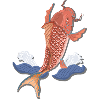 国潮系列手绘中国风鲤鱼锦鲤水花纹png