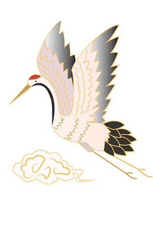 国潮系列中国风仙鹤祥云png