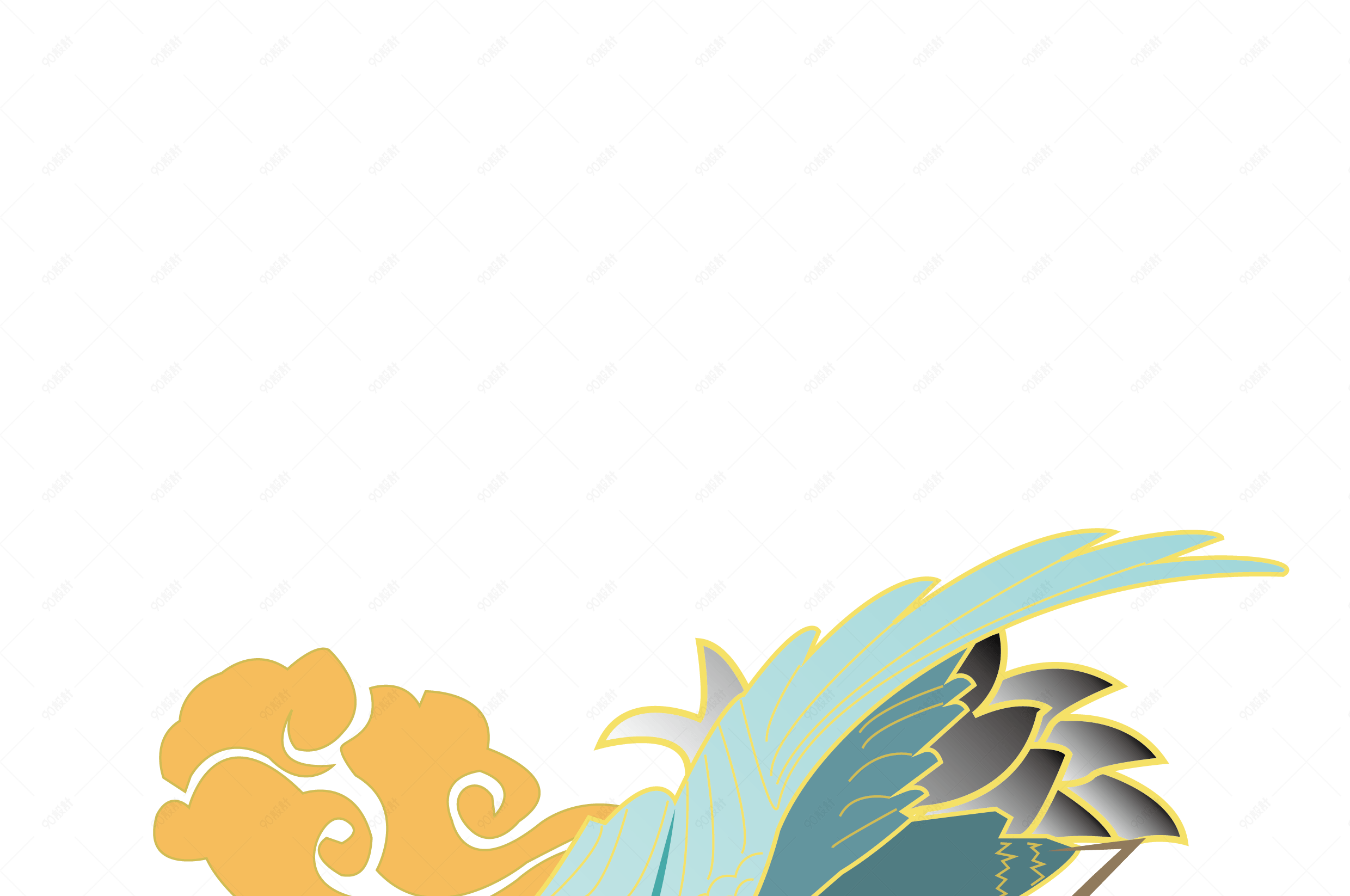 国潮系列中国风一品仙鹤祥云png