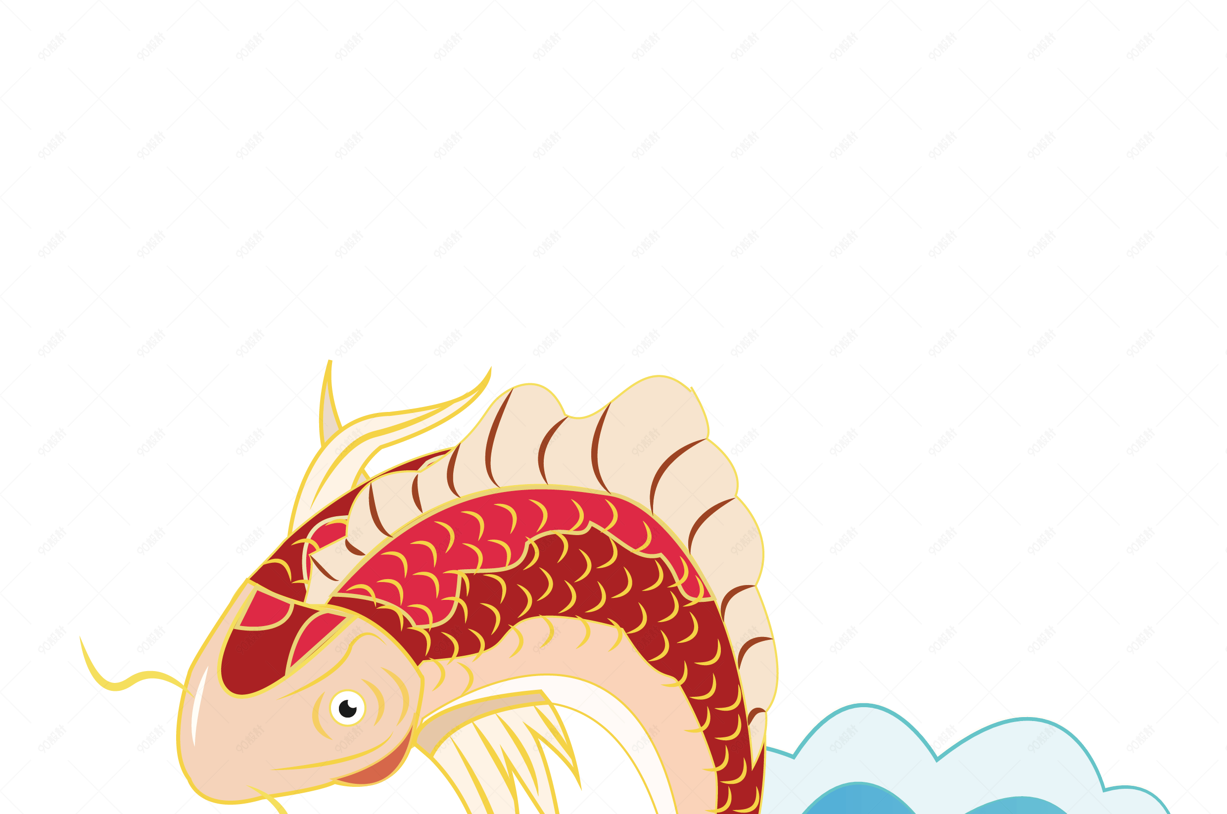 国潮系列中国风鲤鱼锦鲤跃水png