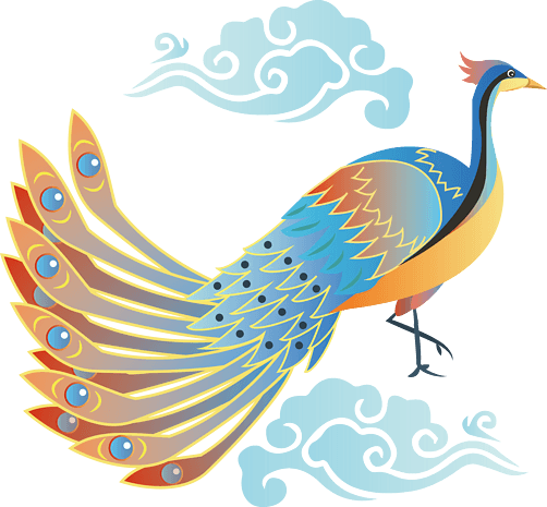 卡通手绘孔雀png下载pngpsd2000*2000荧光孔雀宝石绿炫边框pngpsd2000