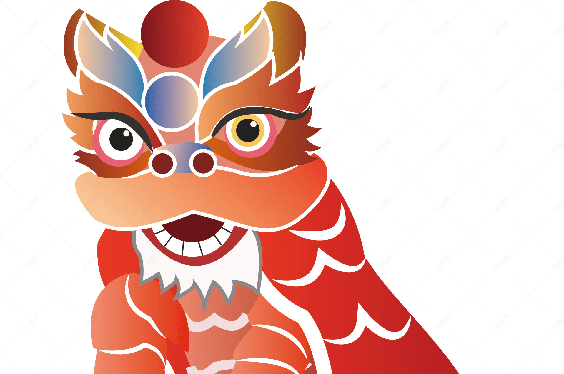 国潮系列中国风舞狮舞球png