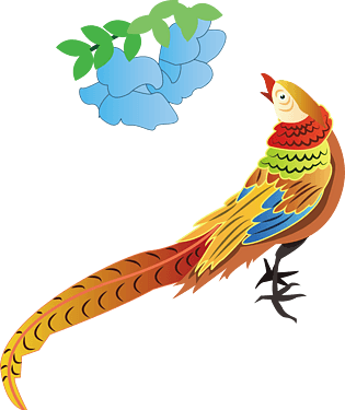 国潮系列中国风锦鸡花瓣png