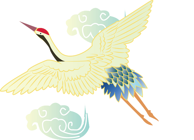 国潮系列中国风一品仙鹤祥云png