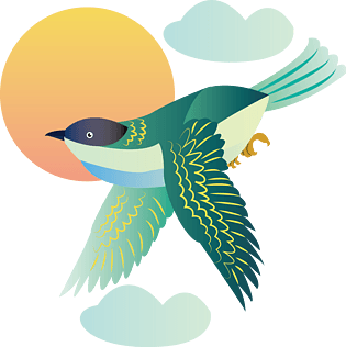 国潮系列中国风喜鹊日出祥云png