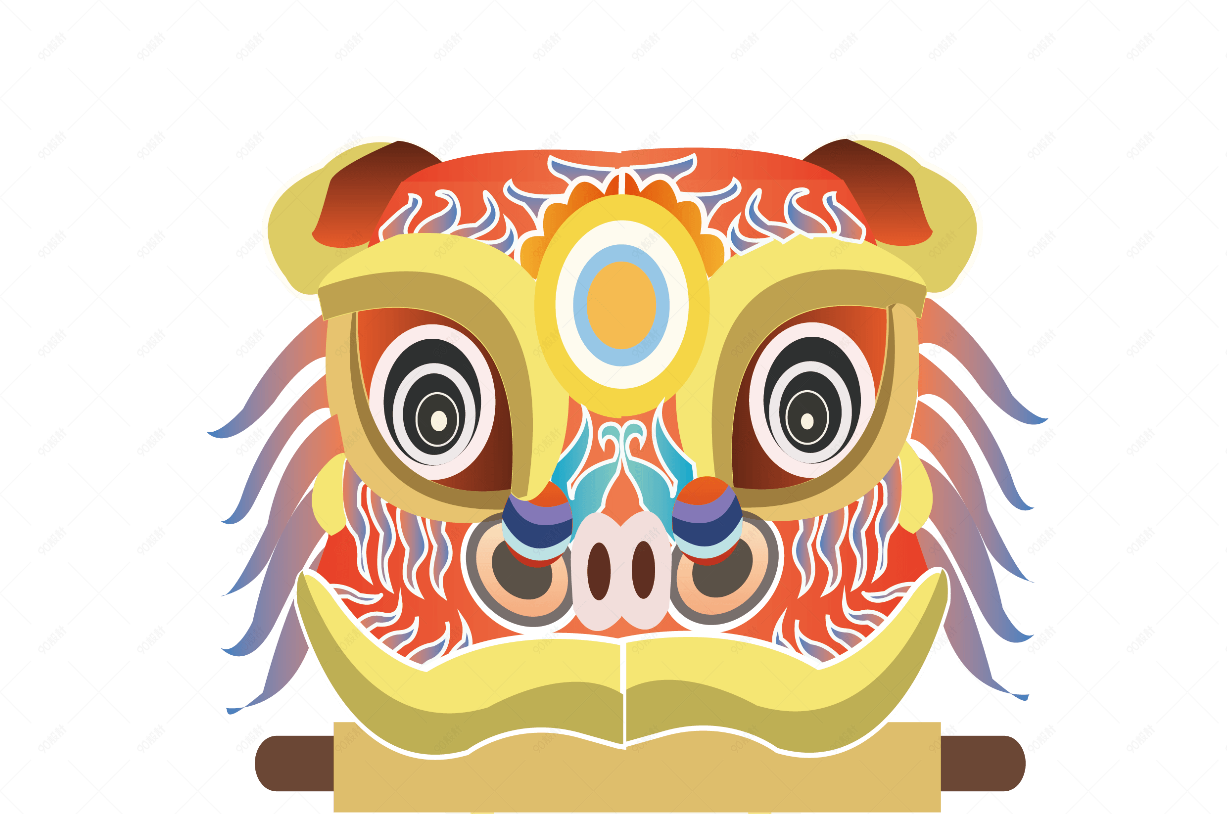 国潮系列中国风狮子头舞狮步步高升png