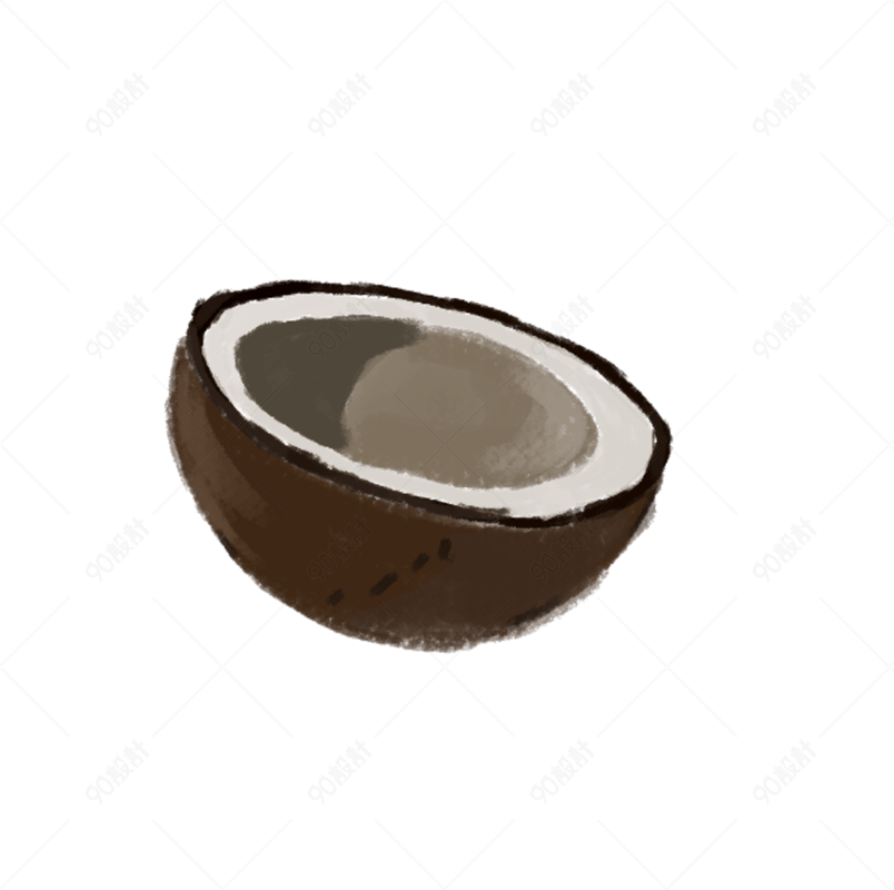 纯手绘海南椰子插画水果