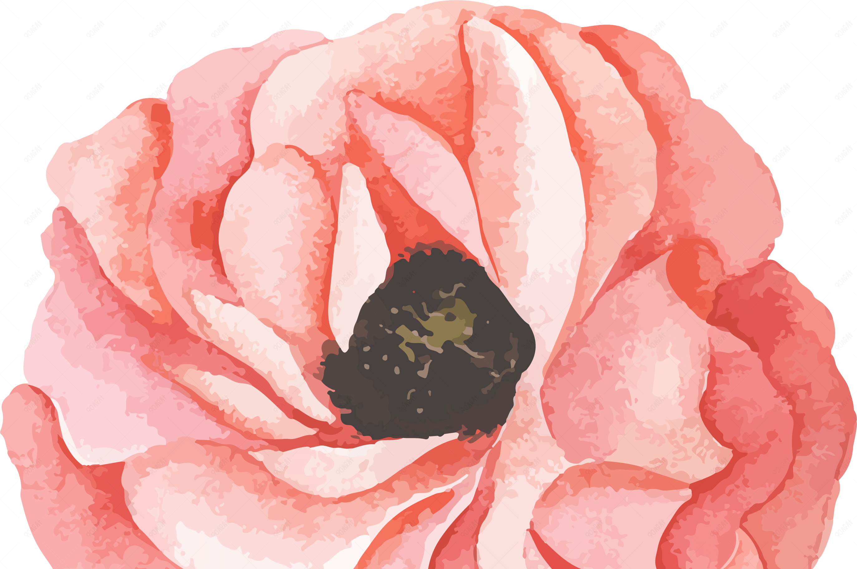 手绘小清新风格插画免扣花卉植物节日装饰