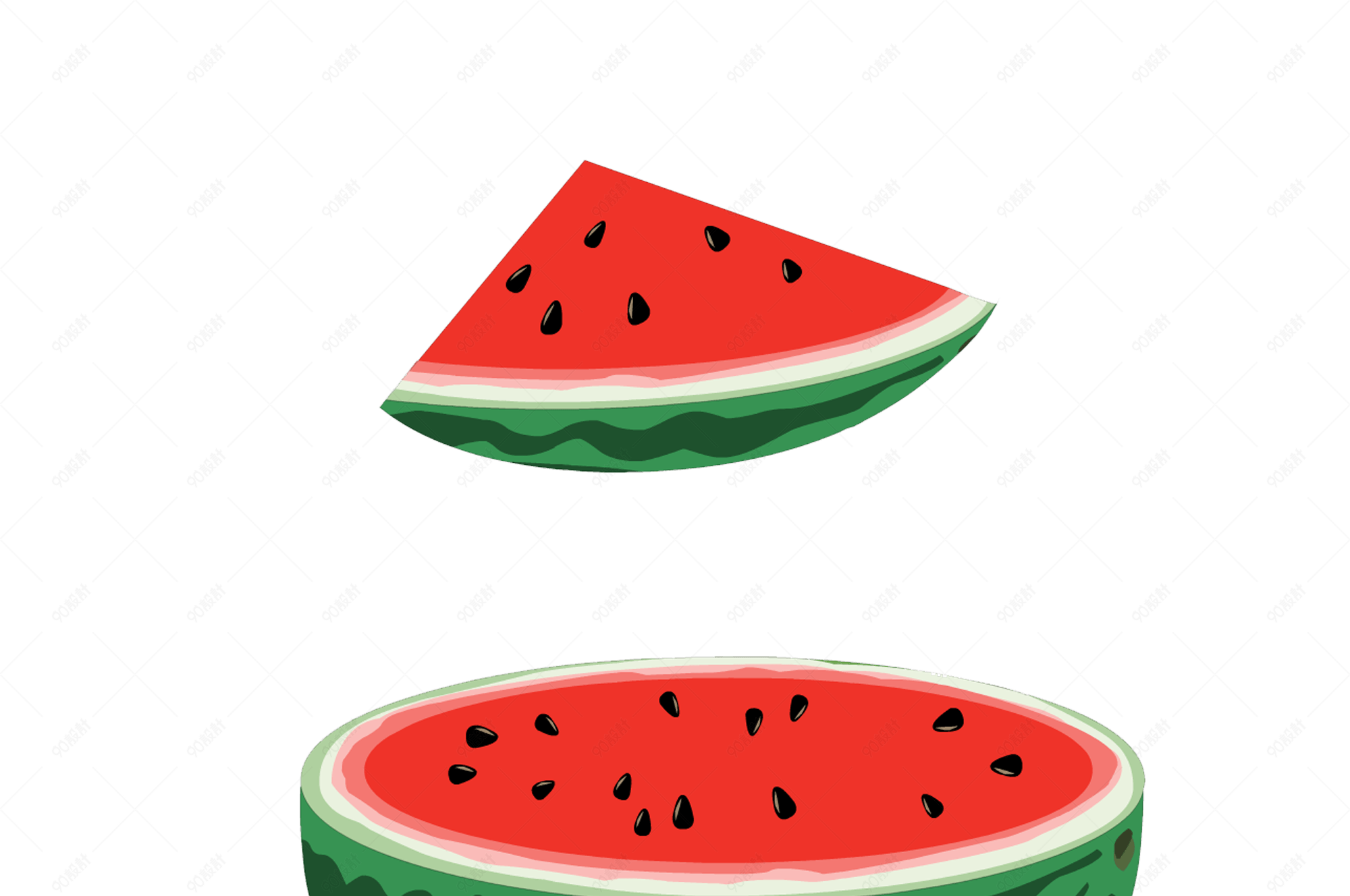 夏季西瓜素材凉爽解渴插画