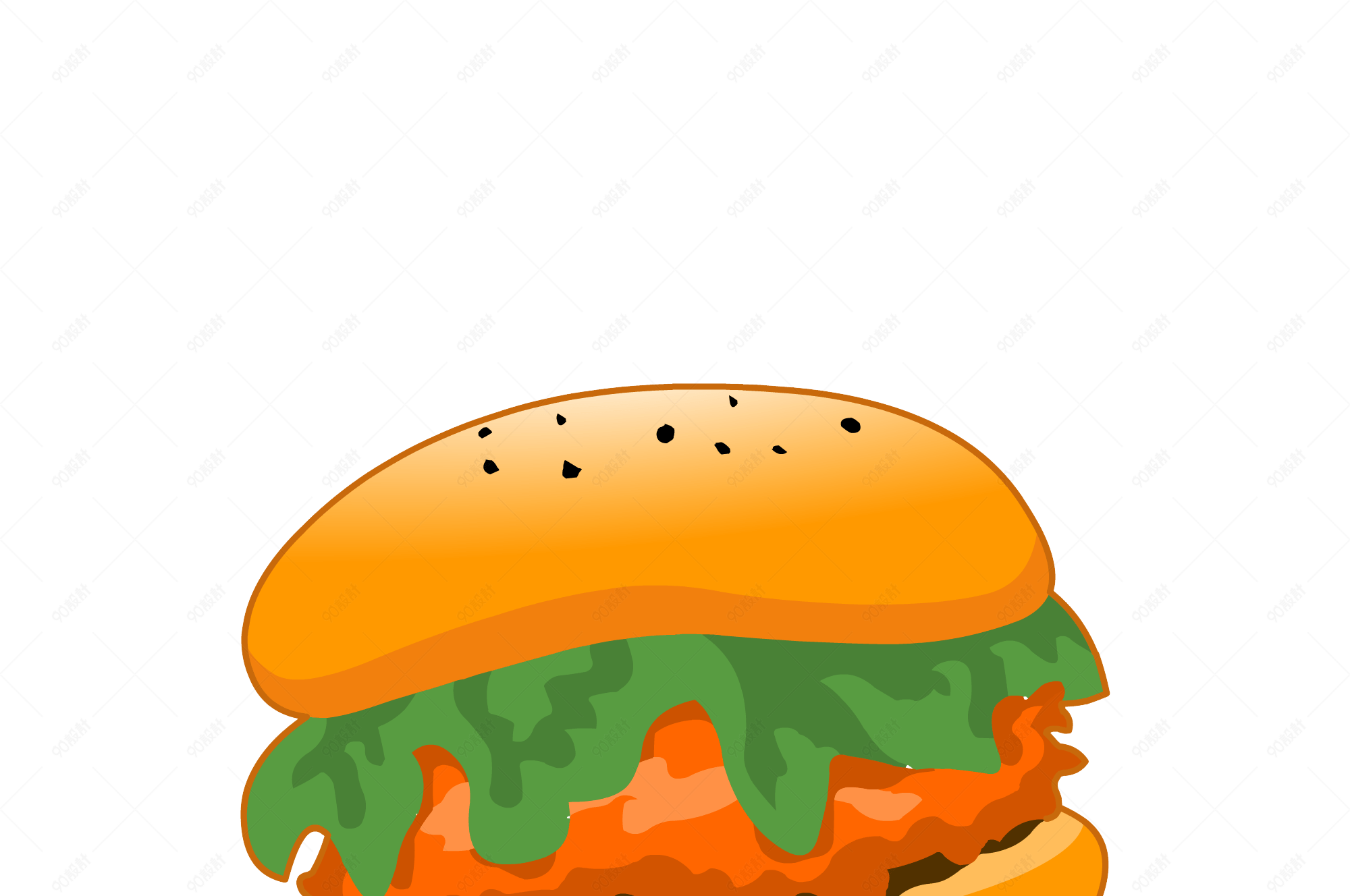 汉堡美食素材牛肉汉堡美食插画