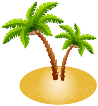 沙滩椰子树手绘免扣素材