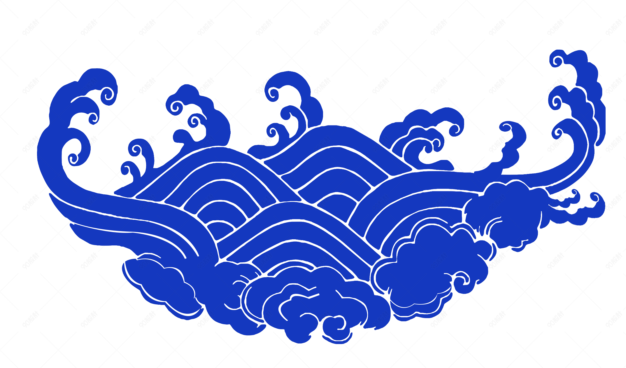 中国古代蓝色的波浪纹路