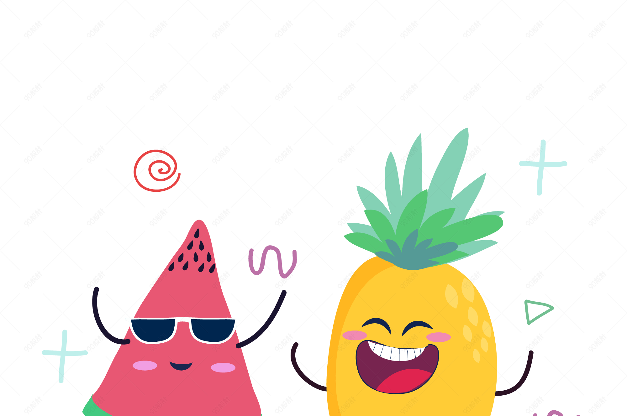 菠萝凤梨西瓜水果们在跳舞