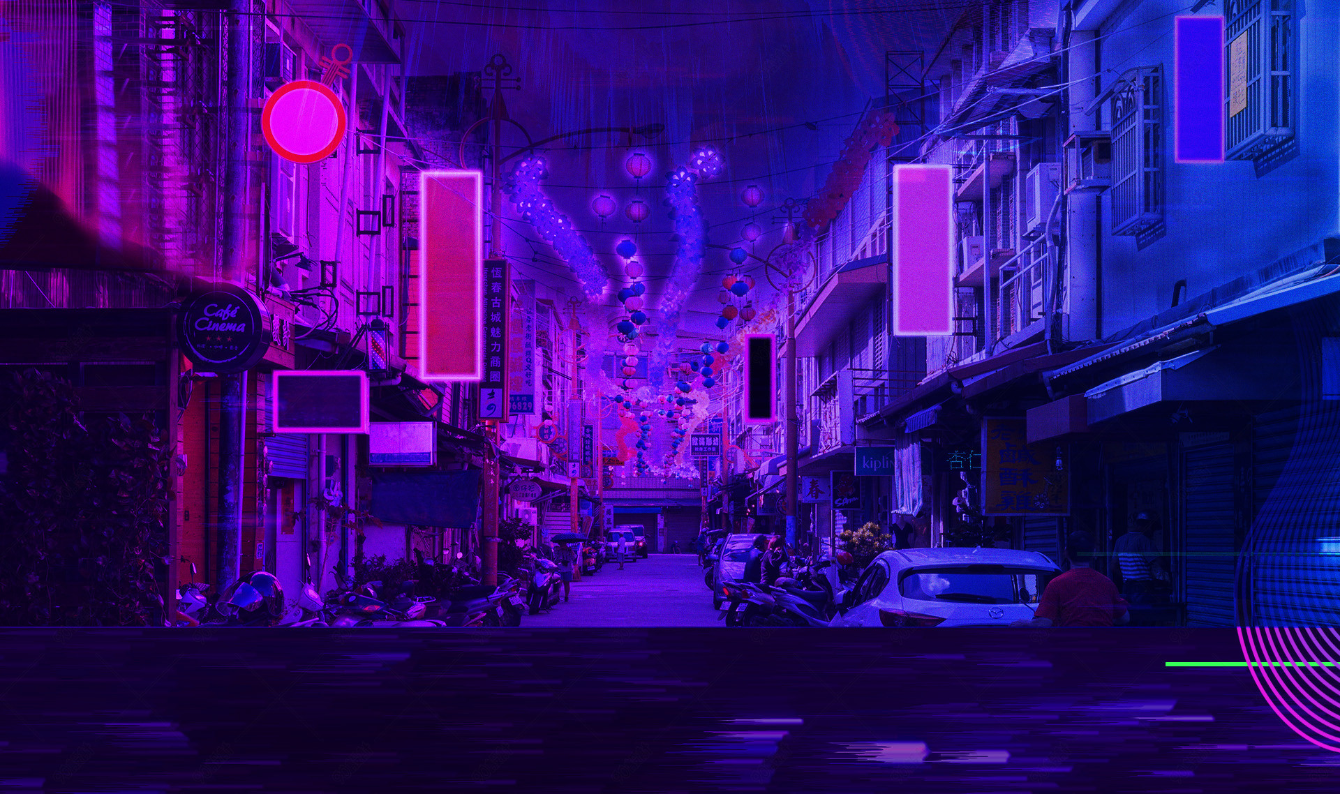 紫色炫酷商务科技家具建材灯光全屏海报背景