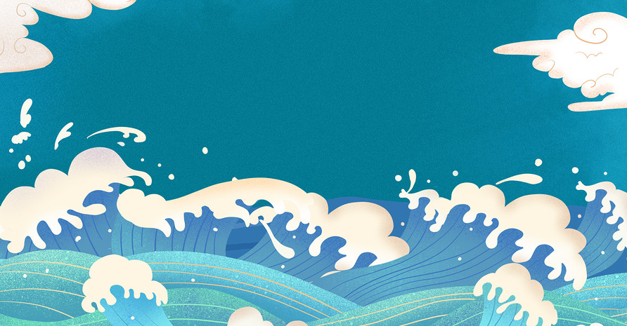 蓝色清新手绘卡通童装海报banner背景