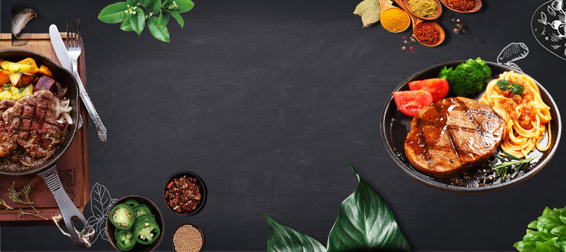深色文艺场景餐饮食品banner海报背景