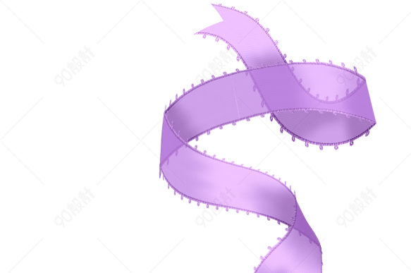 紫色透明蝴蝶结飘带png