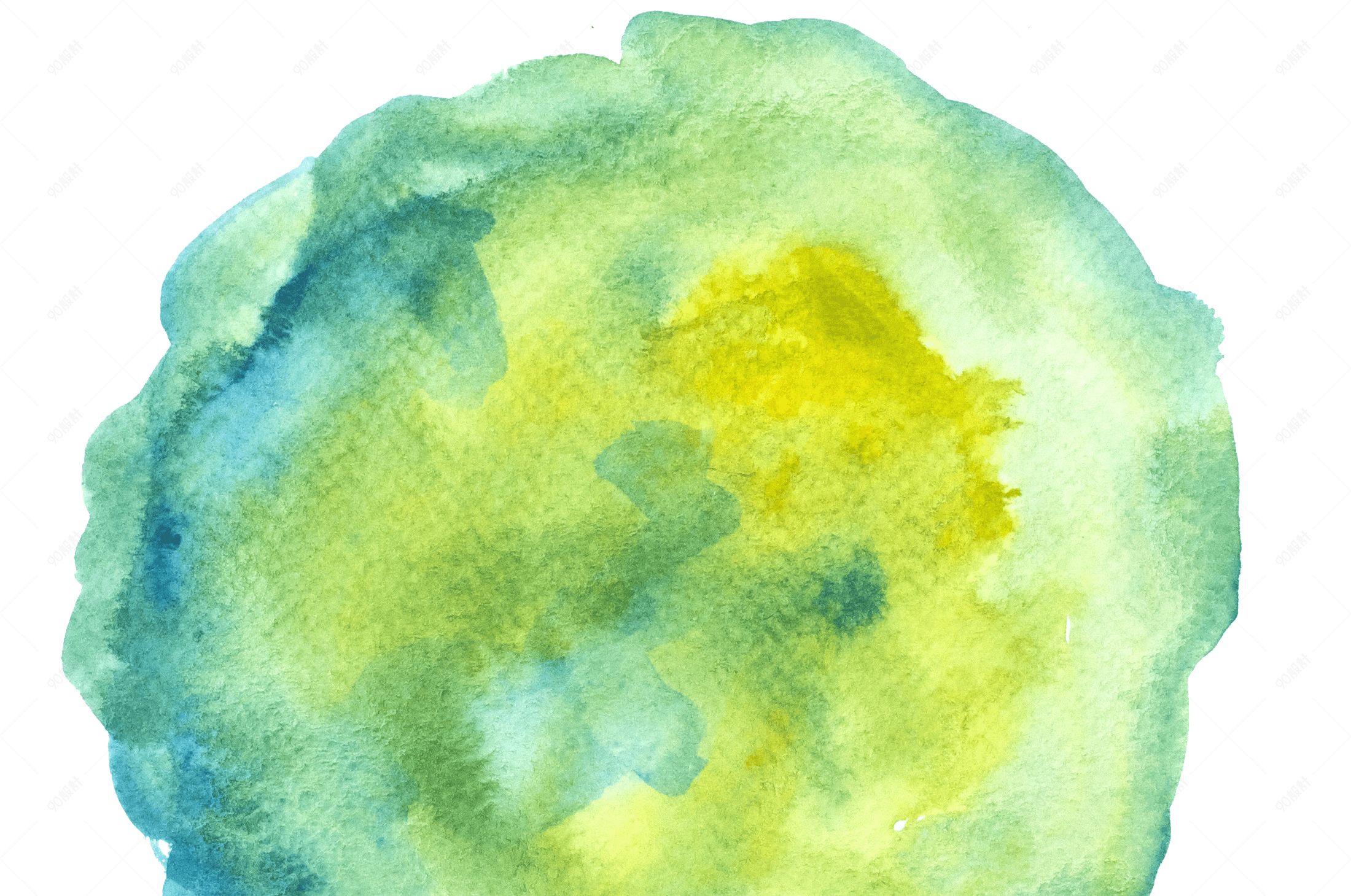 黄绿色渐变水墨晕染png