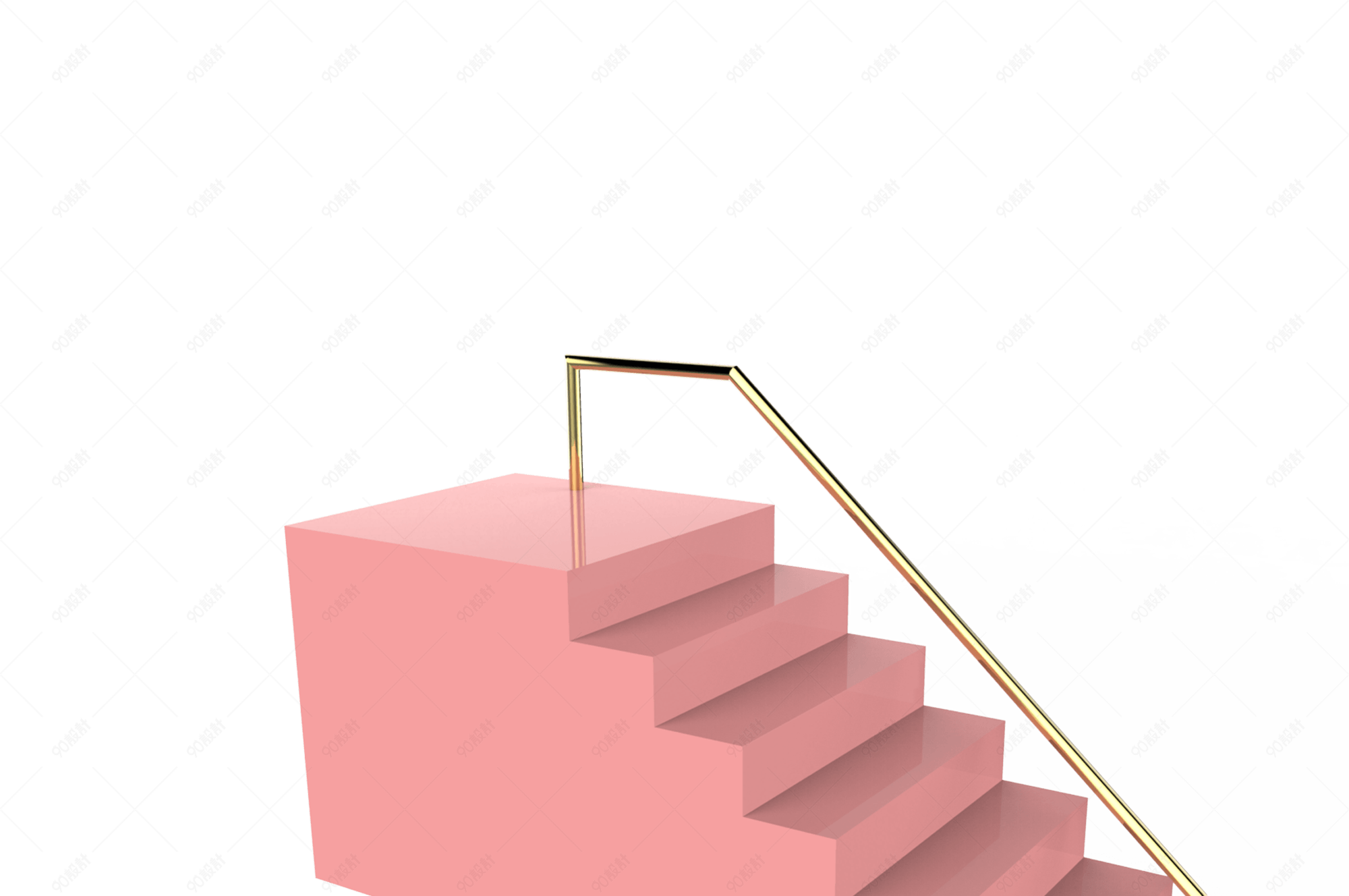立体粉色楼梯免抠素材