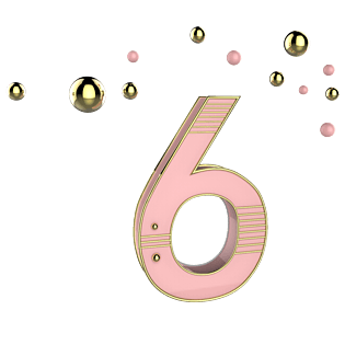 三维立体装饰粉色数字6