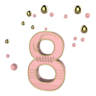 三维立体装饰粉色数字8