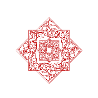 红色剪纸贴花免抠素材