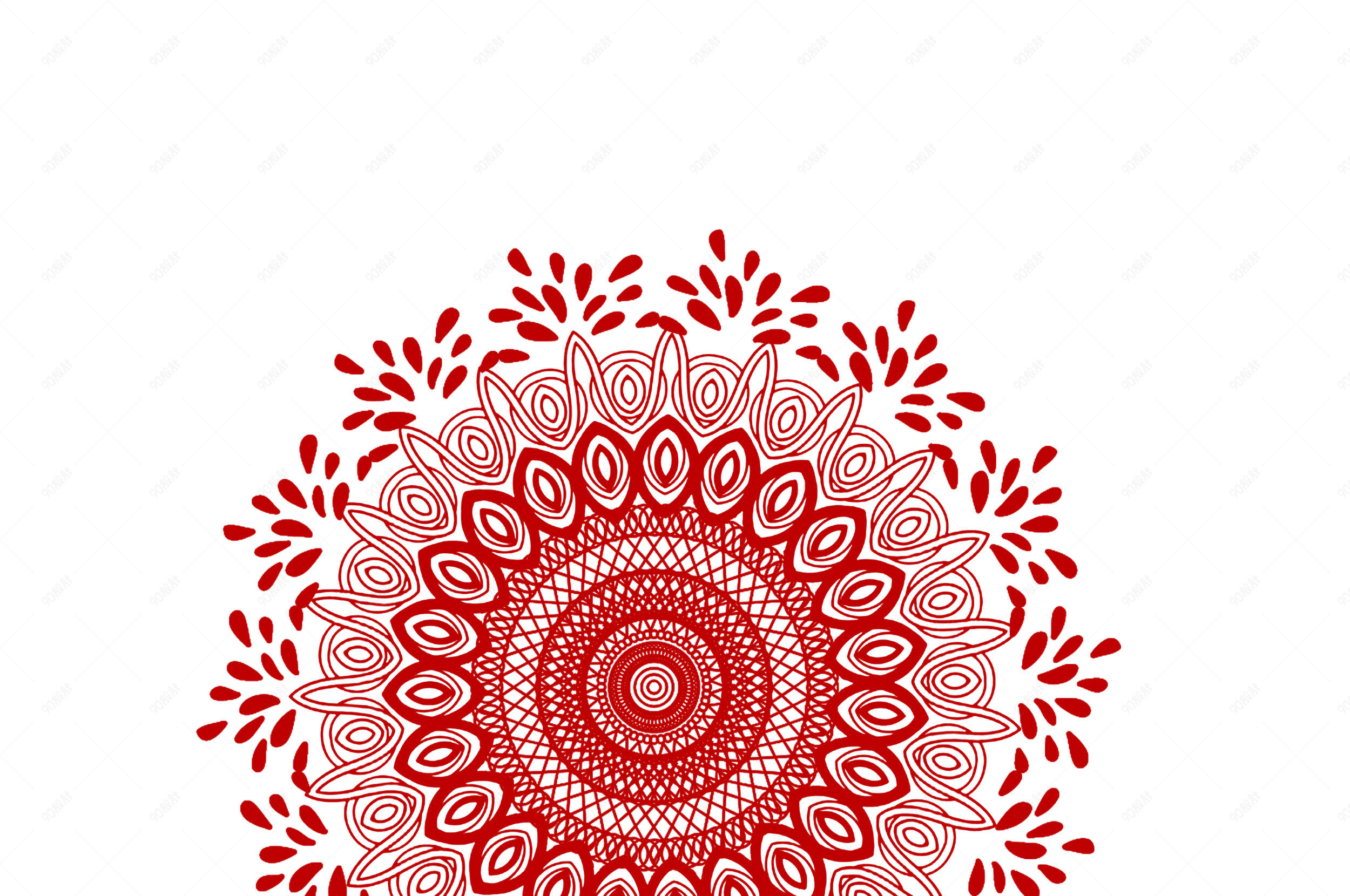 红色窗花花纹装饰剪纸