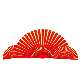 红色扇形海报装饰双十一双十二免抠素材