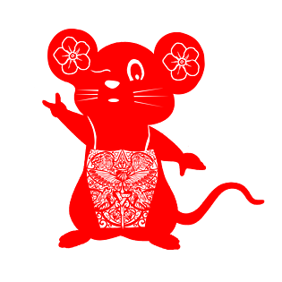 红色剪纸鼠年老鼠免抠素材