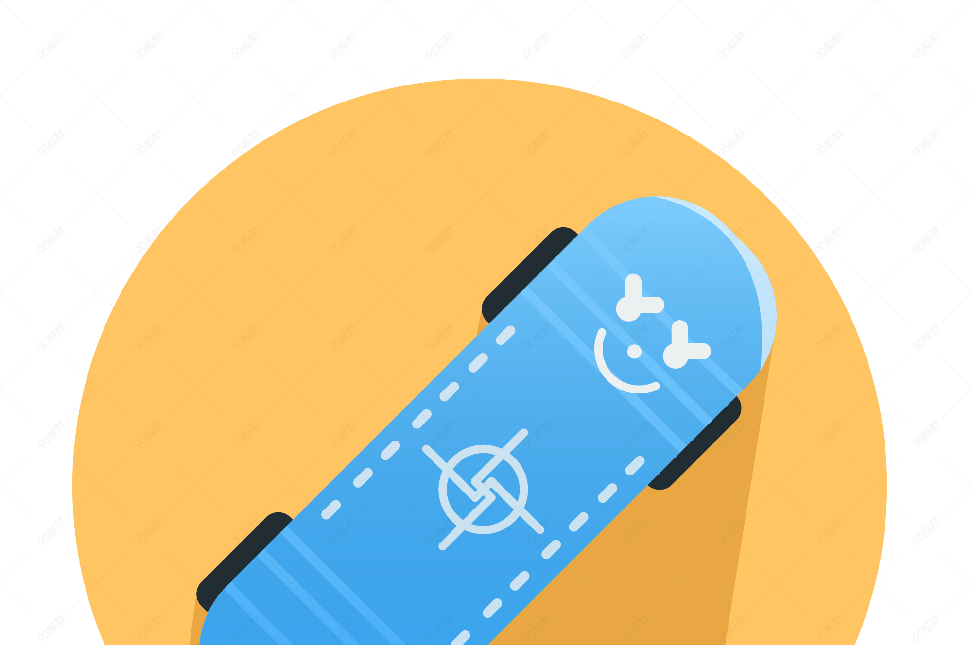 世界滑板日蓝色简约滑板【免抠元素png】-90设计网