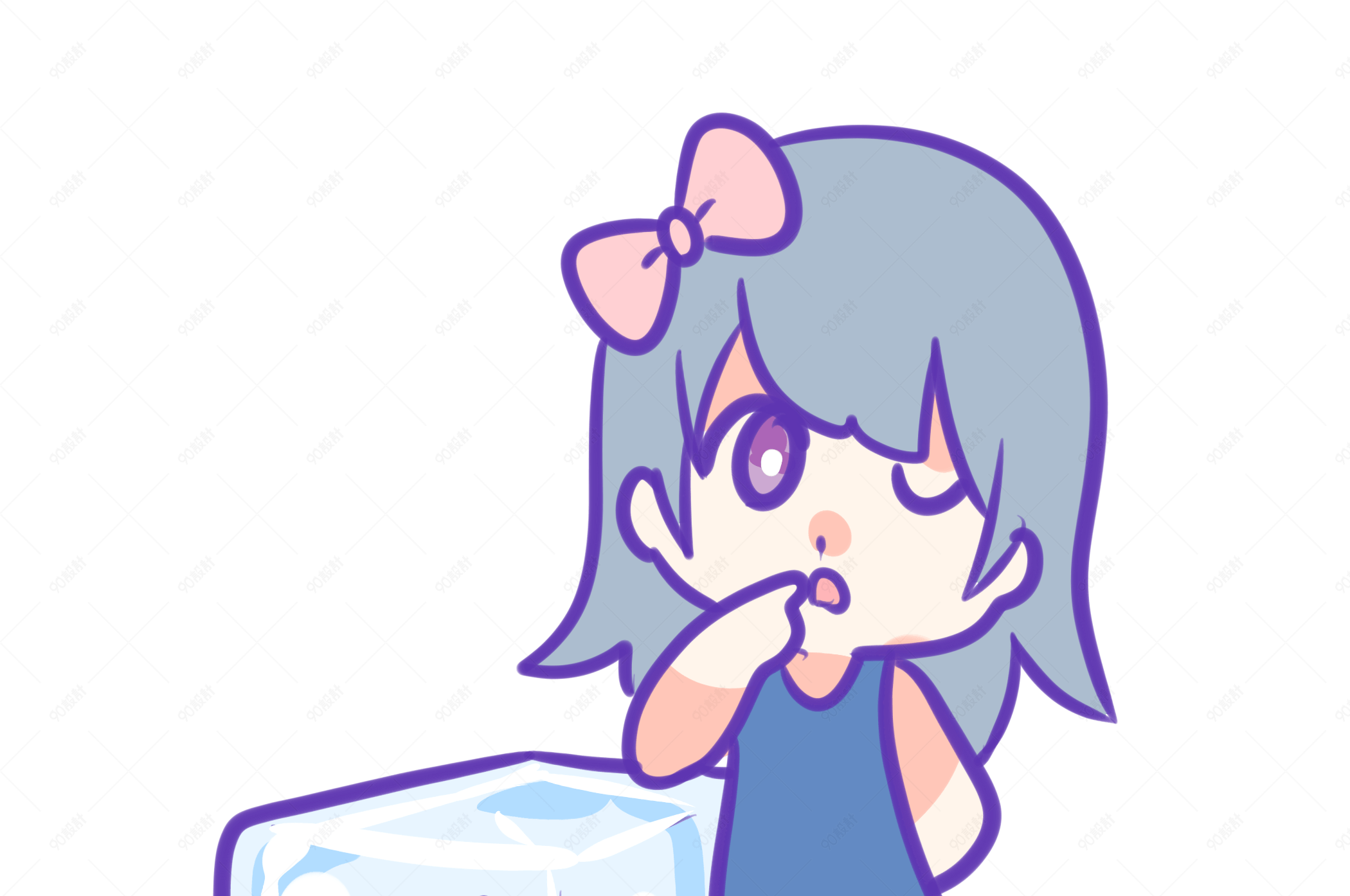 夏日可爱蓝莓冰块女孩